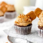 vegan chocolate cupcakes with biscoff frosting