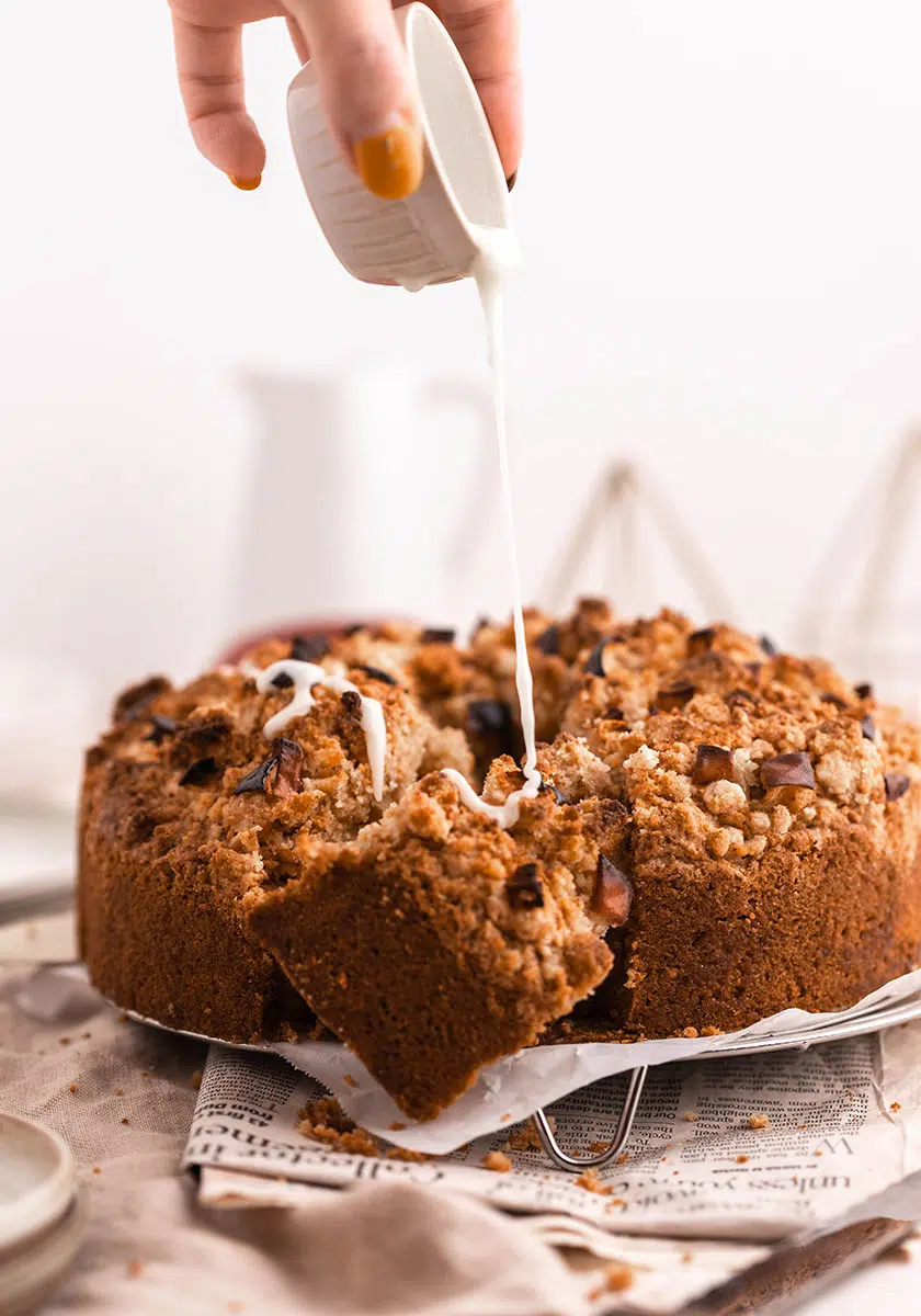 The best vegan apple crumble cake with icing