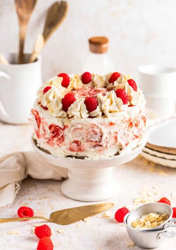 vegan raspberry almond cake