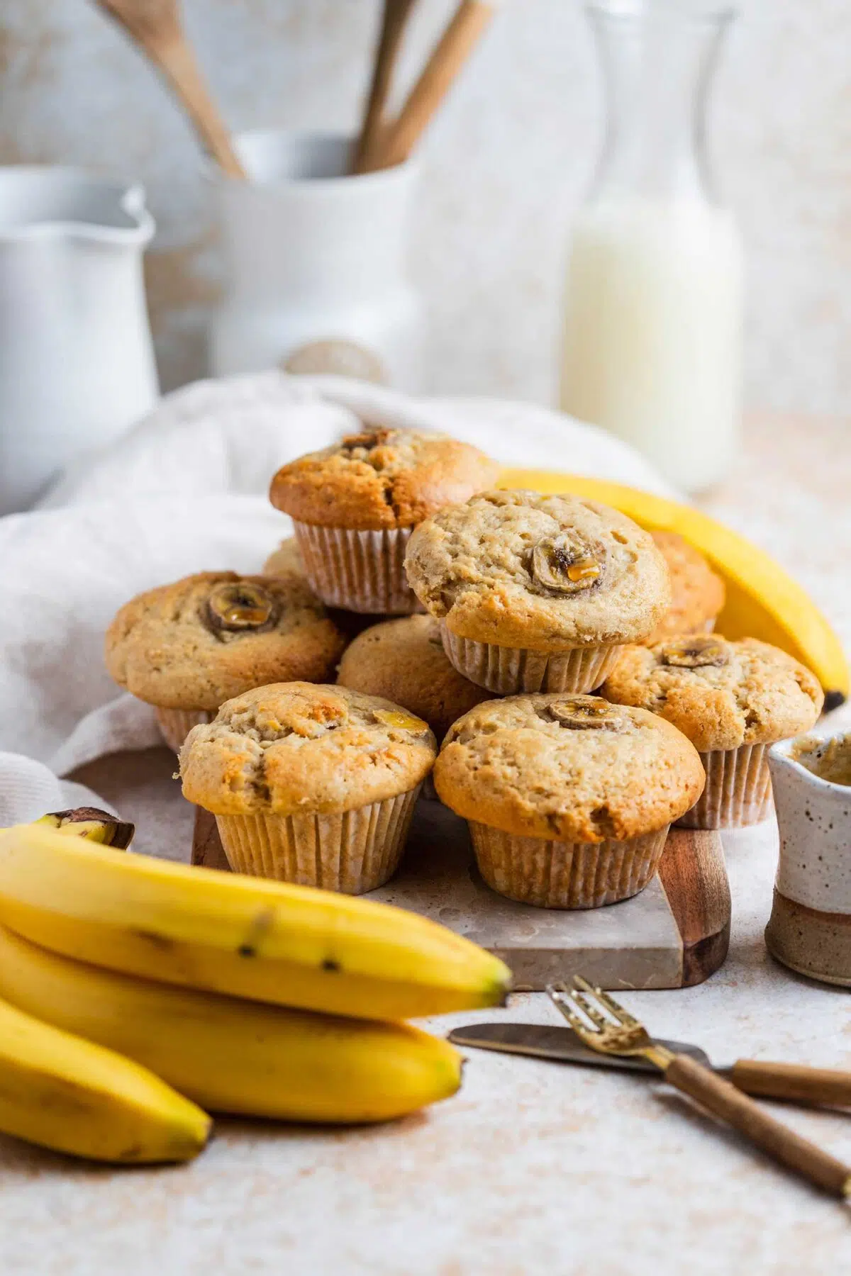 banana tahini muffins