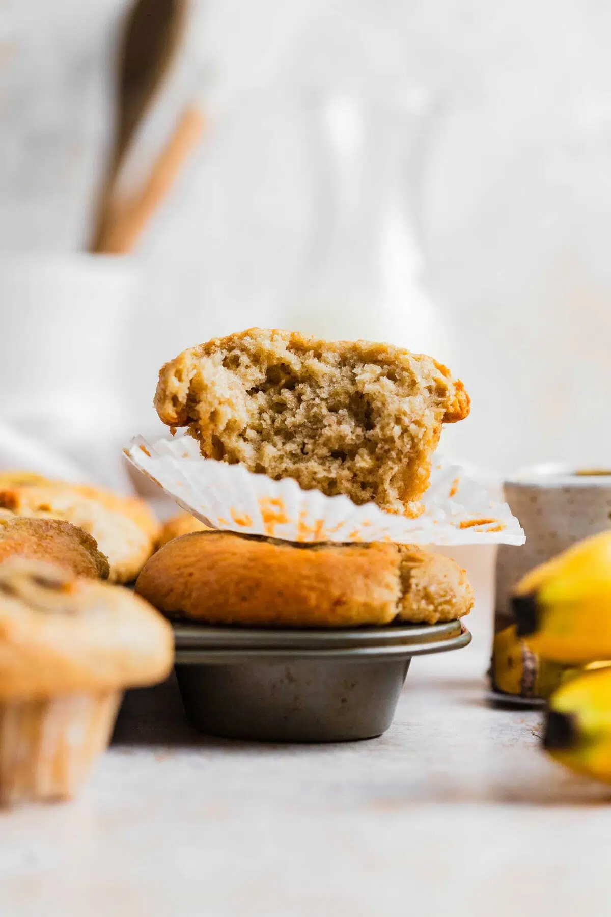 plant based banana tahini muffins