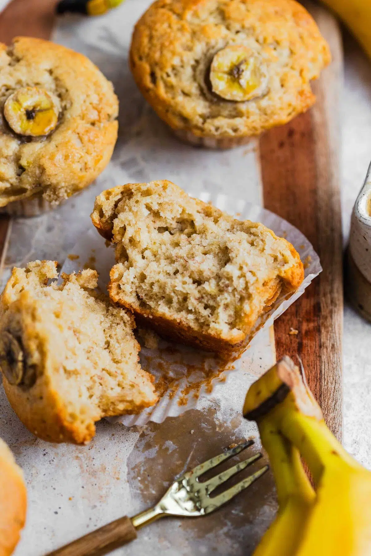 simple banana tahini muffins