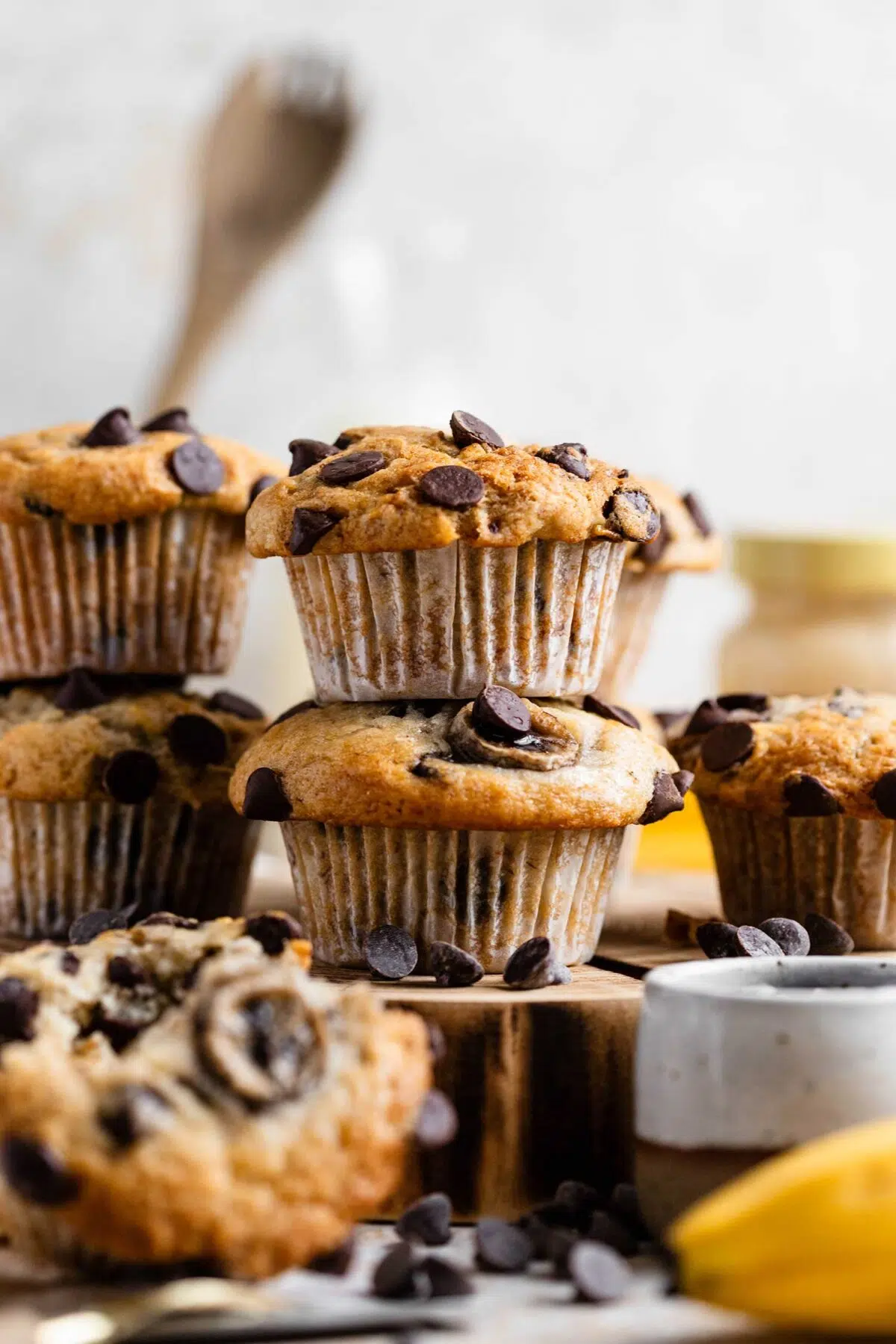 vegan banana chocolate chip muffins