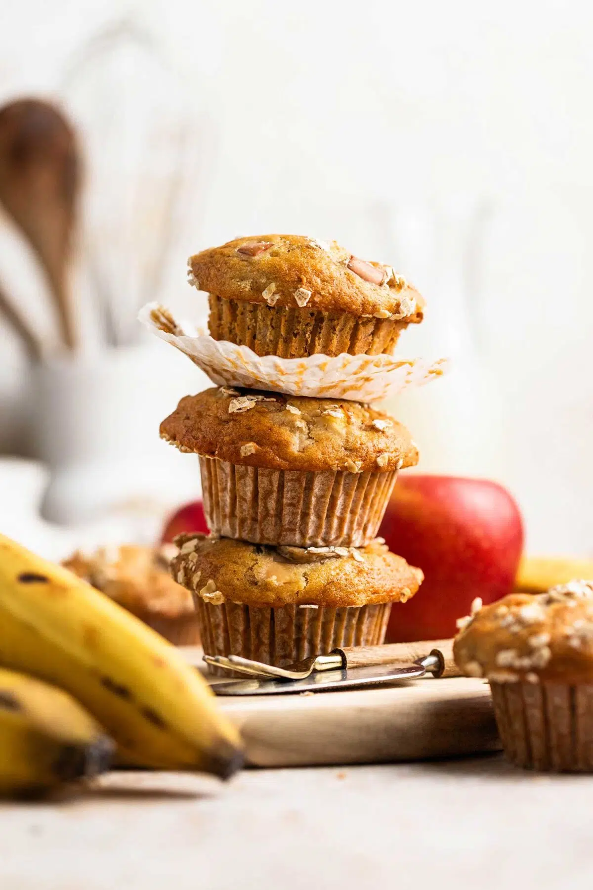 plant based apple banana muffins