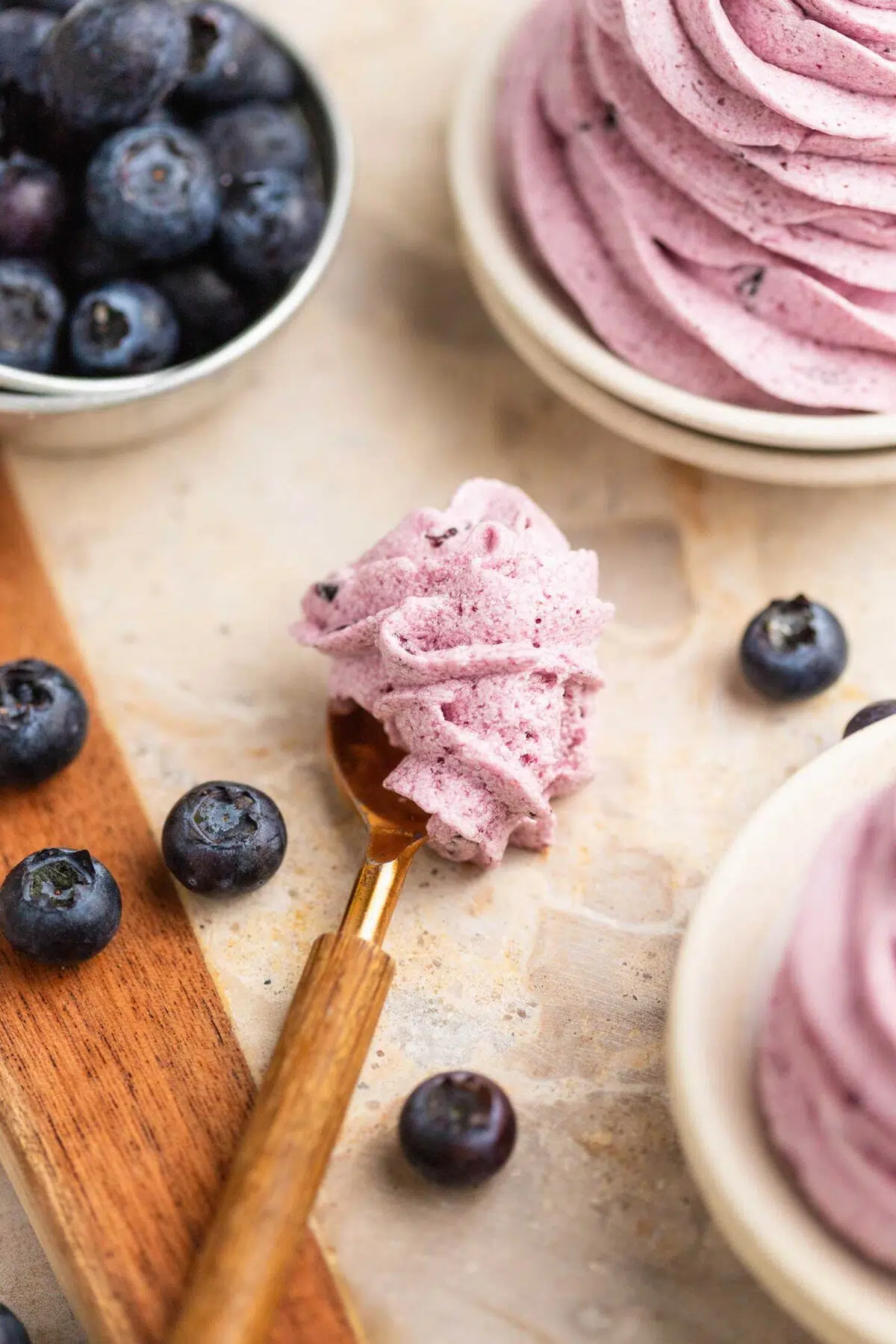 plant based blueberry buttercream frosting