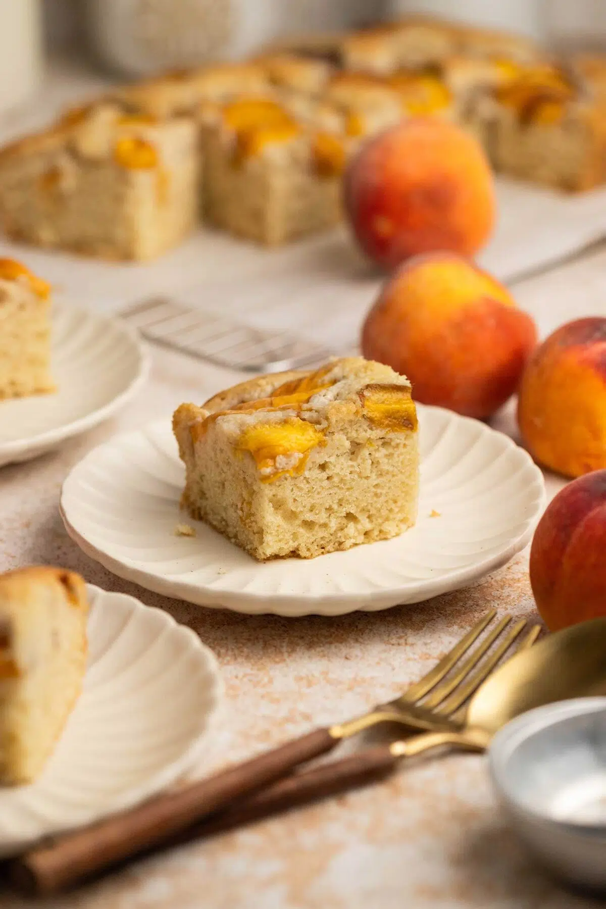 plant based peach sheet cake