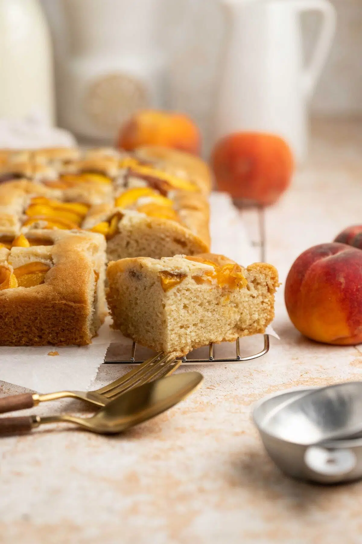 vegan peach sheet cake